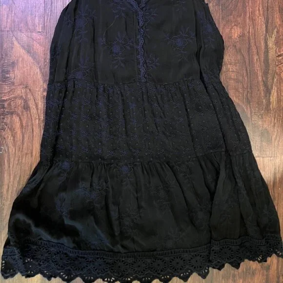 Johnny Was Black Embroidered Sleeveless Boho Dress Size M - Picture 4 of 7
